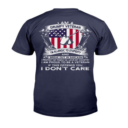 Veteran Tee Shirts, I Am A Grumpy Veteran If This Offends You I Don't Care T-Shirt, Veterans Day Shirts