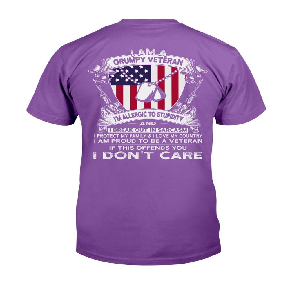 Veteran Tee Shirts, I Am A Grumpy Veteran If This Offends You I Don't Care T-Shirt, Veterans Day Shirts