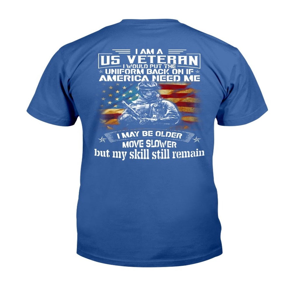 Veteran Tee Shirts, I Am A US Veteran I Would Put The Uniform Back On If America Needed Me T-Shirt, Veterans Day Shirts