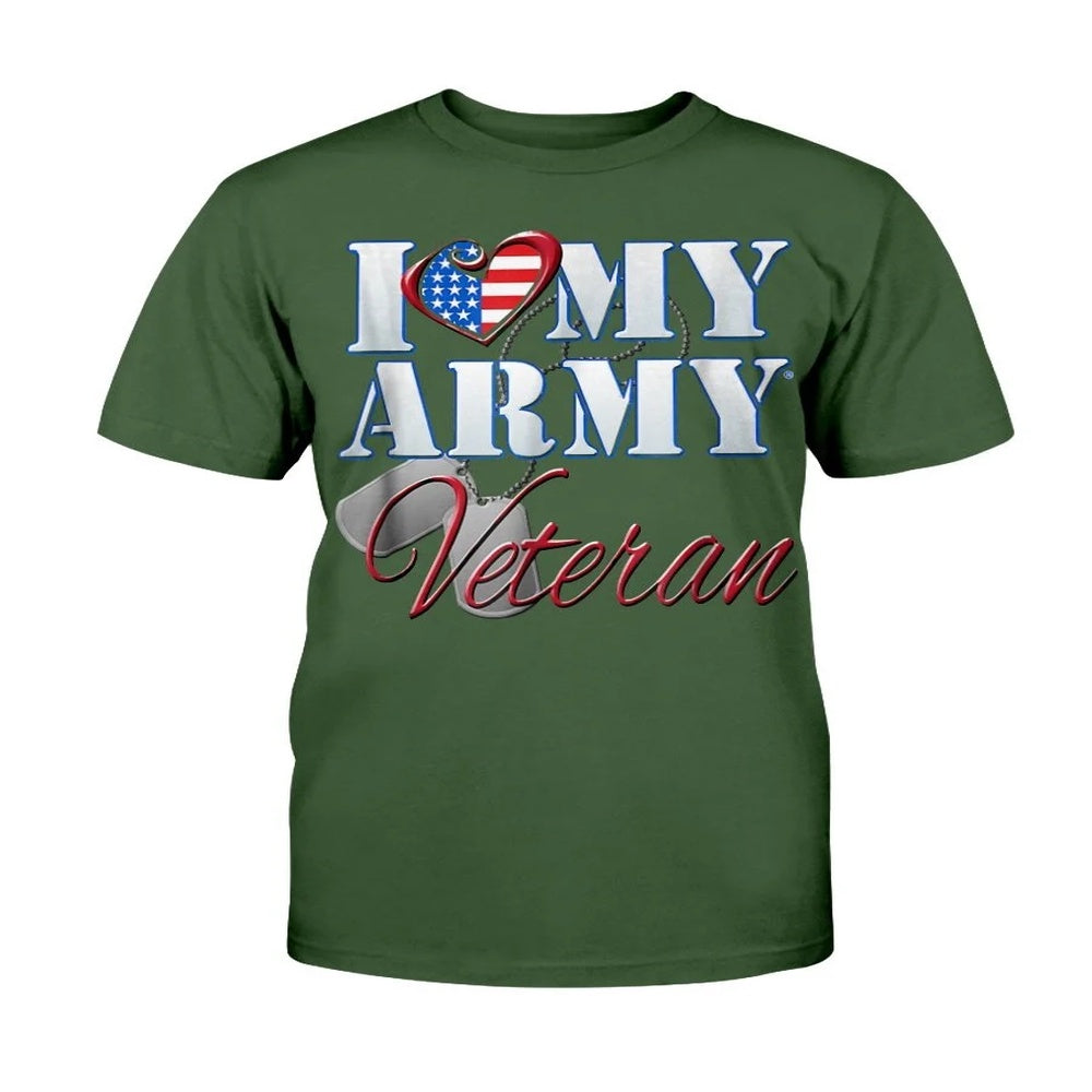 Veteran Tee Shirts, I Love My Army Veteran Shirt Patriotic Men Women T-Shirt, Veterans Day Shirts