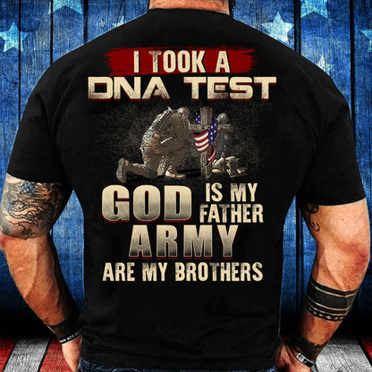 Veteran Tee Shirts, I Took A DNA Test God Is My Father Army Are My Brothers T-Shirt, Veterans Day Shirts