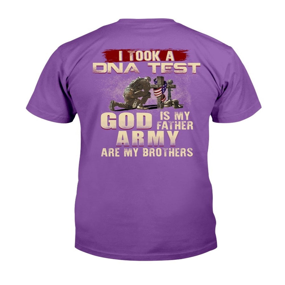 Veteran Tee Shirts, I Took A DNA Test God Is My Father Army Are My Brothers T-Shirt, Veterans Day Shirts