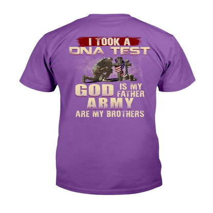 Veteran Tee Shirts, I Took A DNA Test God Is My Father Army Are My Brothers T-Shirt, Veterans Day Shirts