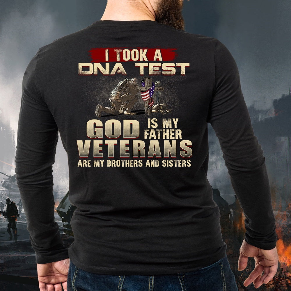 Veteran Tee Shirts, I Took A DNA Test God Is My Father Veterans Are My Brothers and Sisters Long Sleeve T-Shirt, Veterans Day Shirts