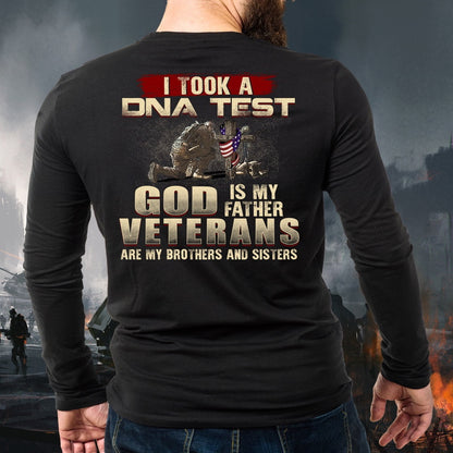 Veteran Tee Shirts, I Took A DNA Test God Is My Father Veterans Are My Brothers and Sisters Long Sleeve T-Shirt, Veterans Day Shirts