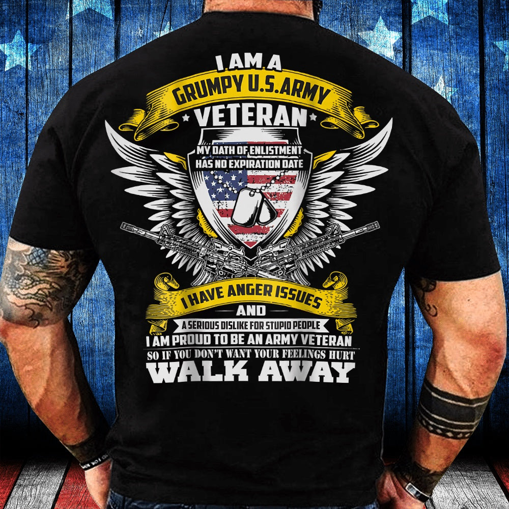 Veteran Tee Shirts, I'm A Grumpy Old Army Veteran My Oath Has No Expiration T-Shirt, Veterans Day Shirts