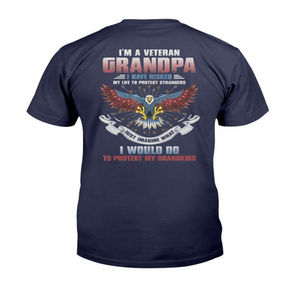 Veteran Tee Shirts, I'm A Veteran Grandpa Protect My Grandkids Veteran Day Gift T-Shirt, Veterans Day Shirts