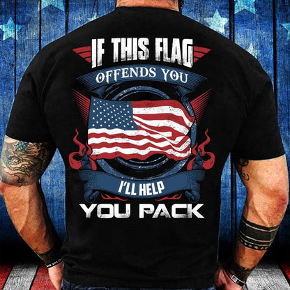 Veteran Tee Shirts, If This Flag Offends You I'll Help You Pack American Flag T-Shirt, Veterans Day Shirts