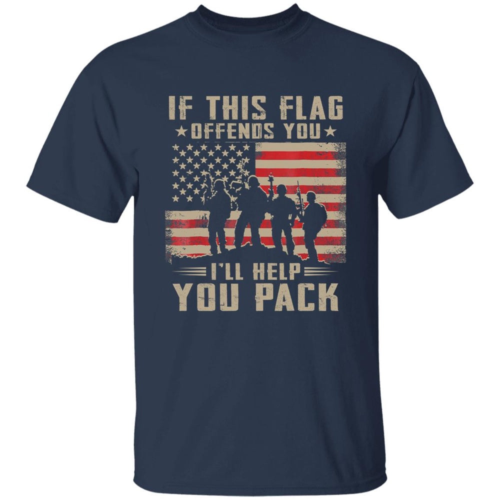Veteran Tee Shirts, If This Flag Offends You I'll Help You Pack American Flag T Shirt, Veterans Day Shirts