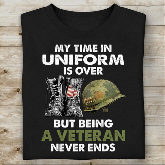 Veteran Tee Shirts, My Time In Uniform Is Over But Being A Veteran Never Ends T Shirt, Veterans Day Shirts