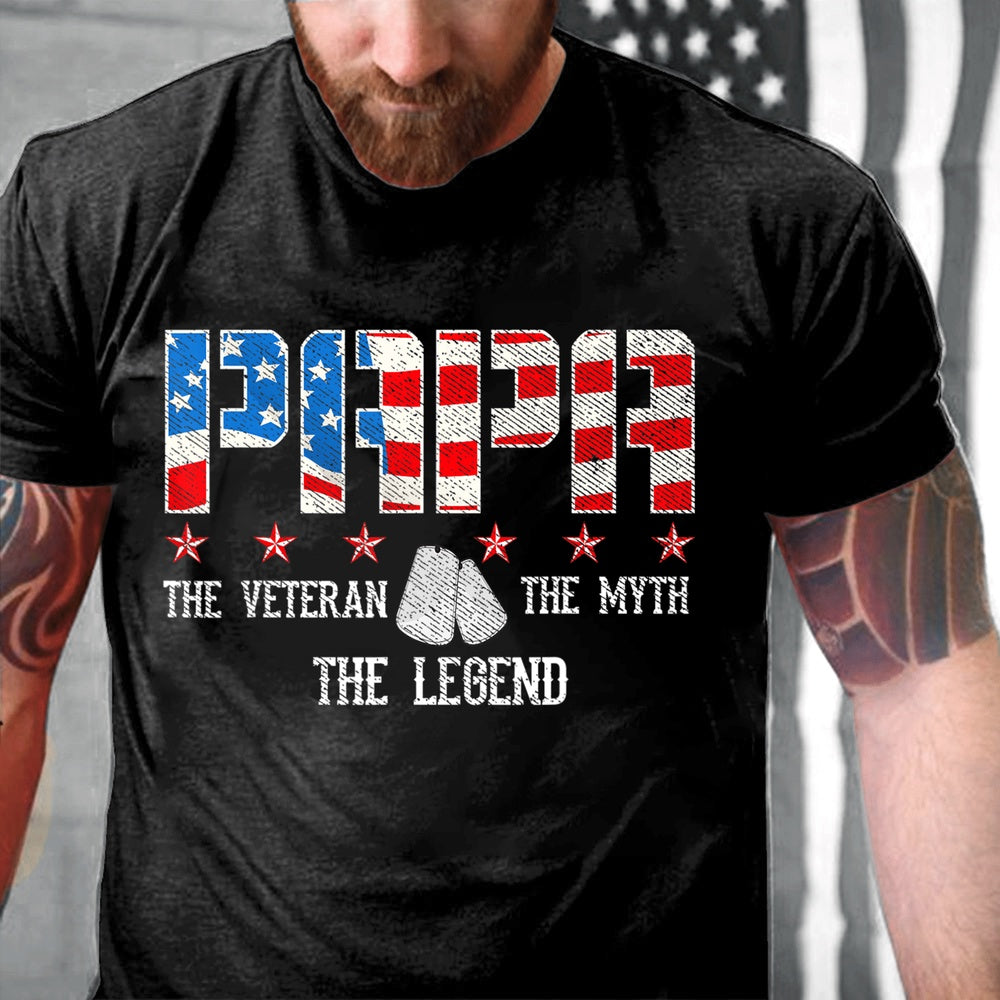 Veteran Tee Shirts, Papa The Veteran The Myth The Legend T-Shirt, Veterans Day Shirts