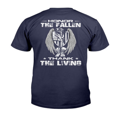 Veteran Tee Shirts, Patriotic Shirt Honor The Fallen Thank The Living T-Shirt, Veterans Day Shirts