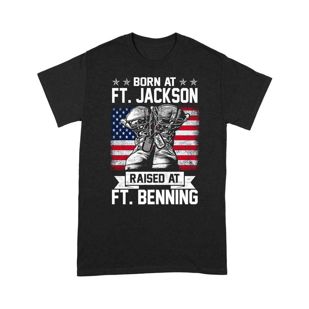 Veteran Tee Shirts, Personalized Veteran Shirt Born At Ft. Jackson Raised At Ft. Benning Personalized Gift T-Shirt, Veterans Day Shirts