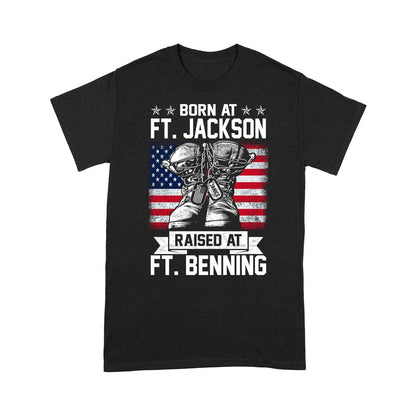 Veteran Tee Shirts, Personalized Veteran Shirt Born At Ft. Jackson Raised At Ft. Benning Personalized Gift T-Shirt, Veterans Day Shirts