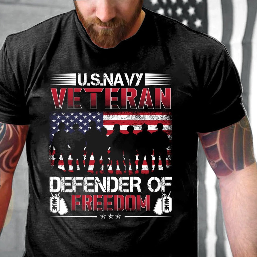 Veteran Tee Shirts, Personalized Veteran Shirt US Veteran Defender Of Freedom T-Shirt, Veterans Day Shirts