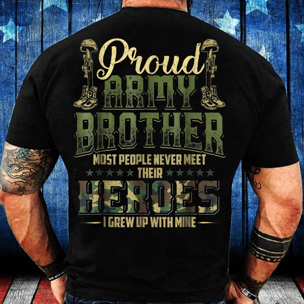 Veteran Tee Shirts, Proud Army Brother Shirt Patriotic Military Veteran T-Shirt, Veterans Day Shirts