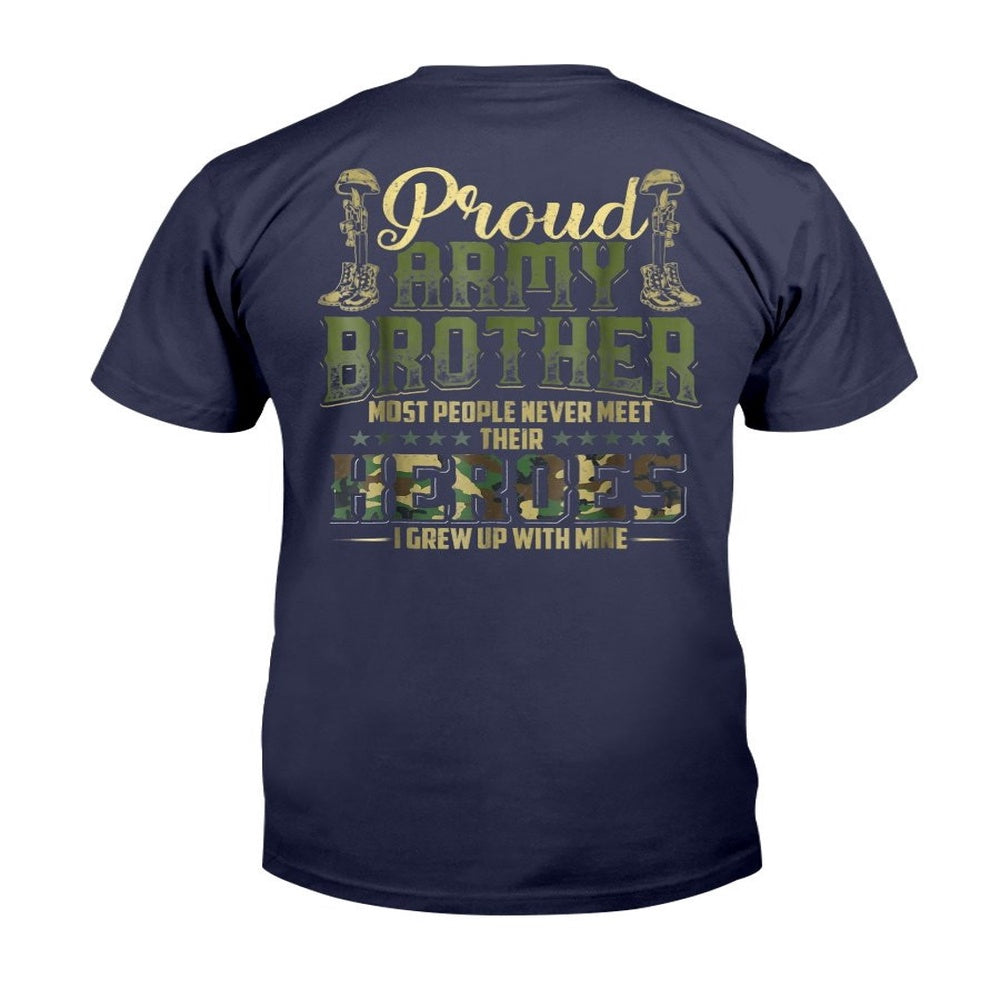 Veteran Tee Shirts, Proud Army Brother Shirt Patriotic Military Veteran T-Shirt, Veterans Day Shirts