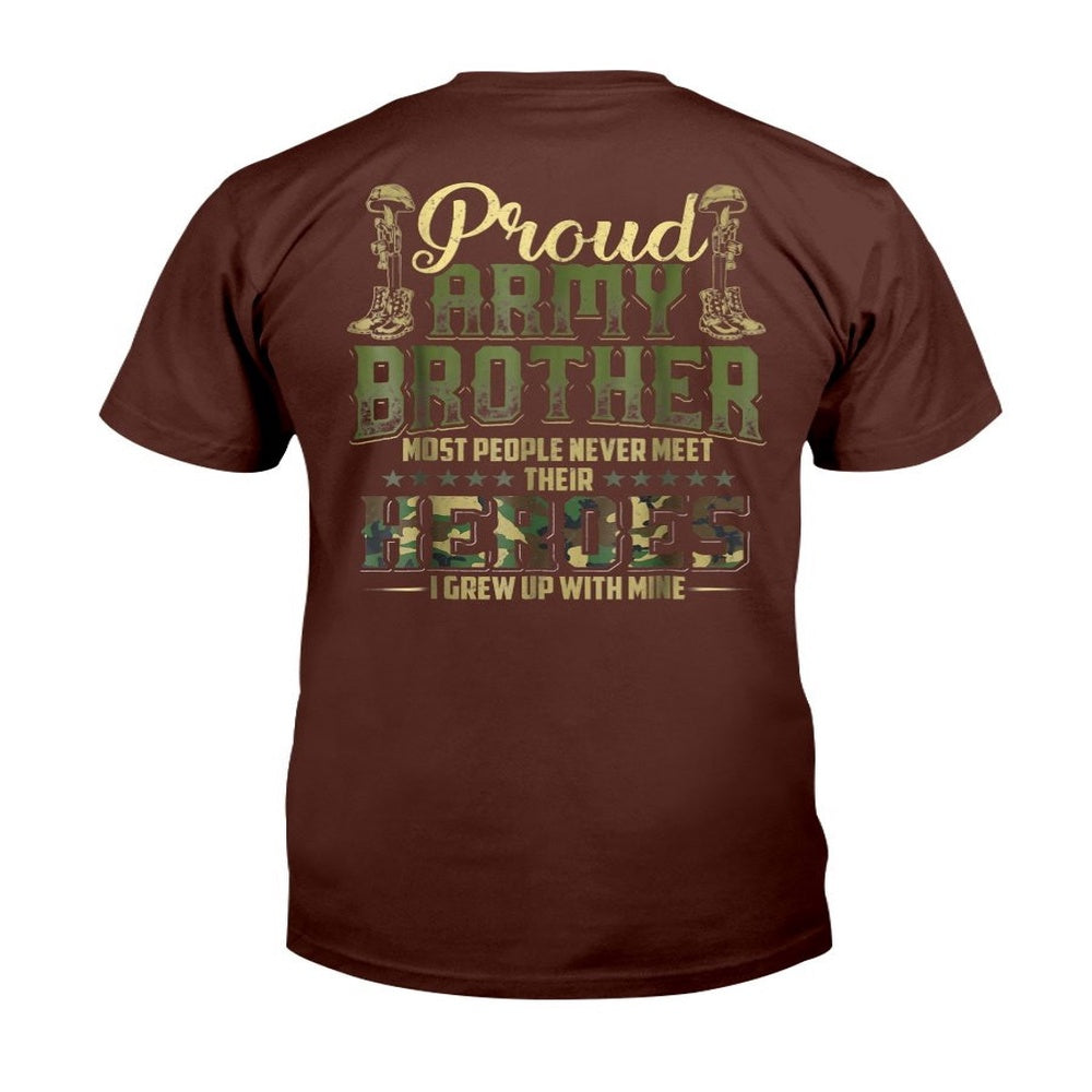 Veteran Tee Shirts, Proud Army Brother Shirt Patriotic Military Veteran T-Shirt, Veterans Day Shirts
