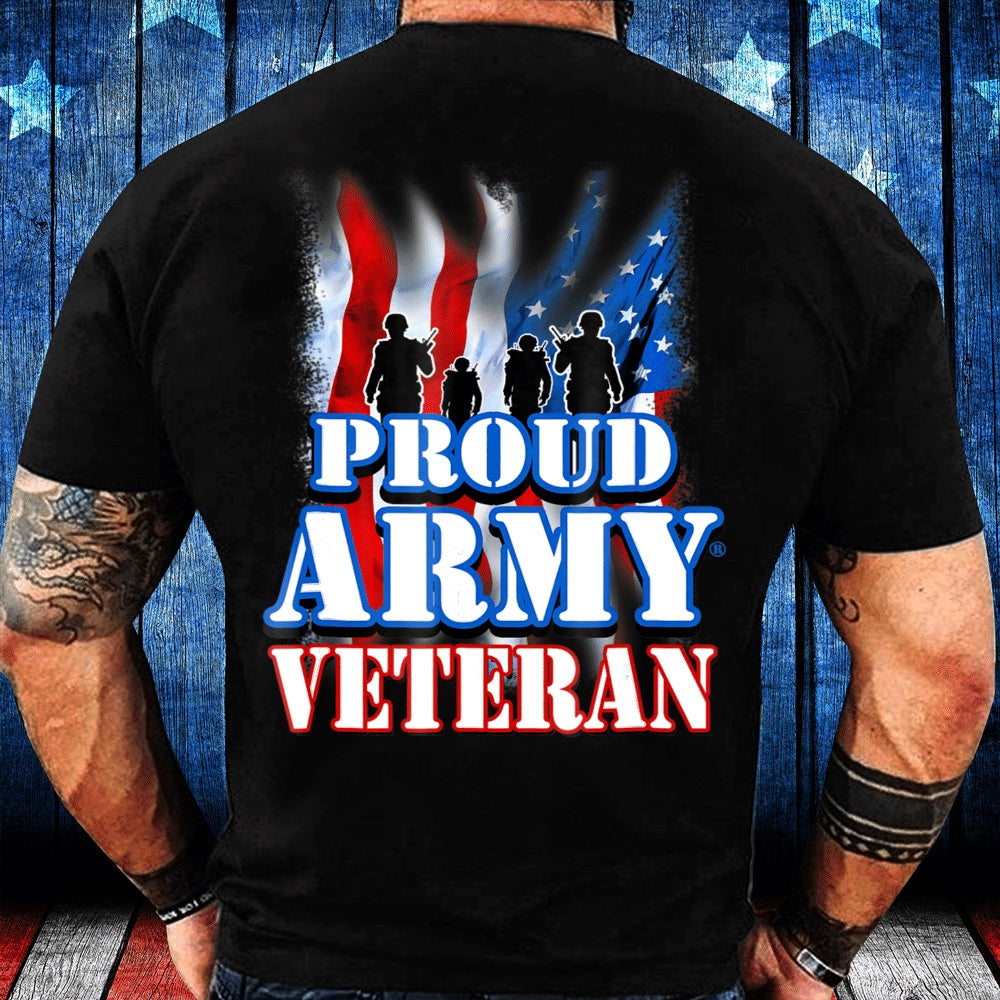Veteran Tee Shirts, Proud Army Veteran Shirt Patriotic USA Flag T-Shirt, Veterans Day Shirts