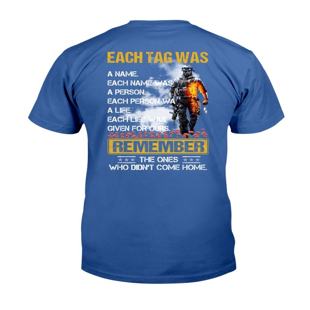 Veteran Tee Shirts, Remember The Ones Who Didn't Come Home T-Shirt, Veterans Day Shirts