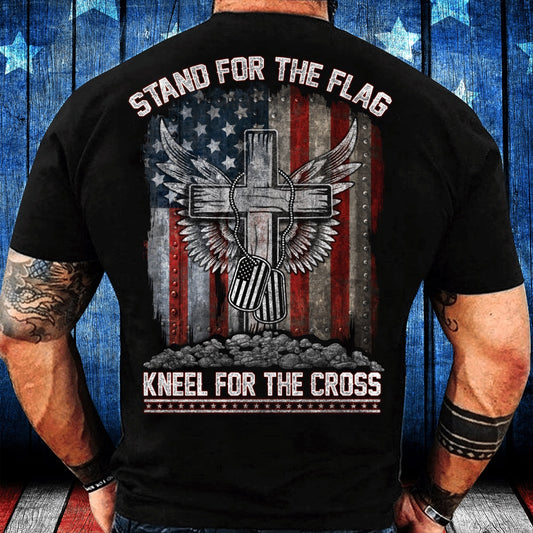 Veteran Tee Shirts, Stand For The Flag Kneel For The Cross Premium T-Shirt, Veterans Day Shirts