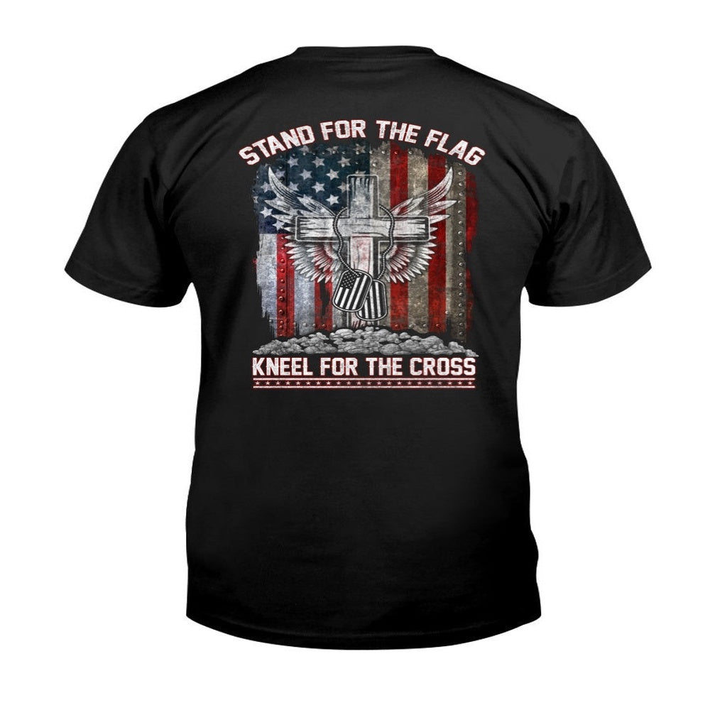 Veteran Tee Shirts, Stand For The Flag Kneel For The Cross Premium T-Shirt, Veterans Day Shirts