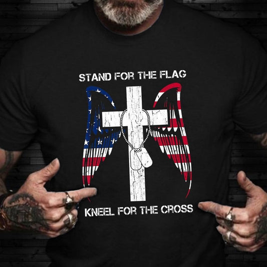 Veteran Tee Shirts, Stand For The Flag Kneel For The Cross Shirt Remembrance US Veteran T-Shirt Veterans Day Gifts, Veterans Day Shirts