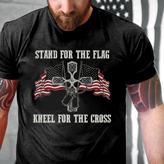 Veteran Tee Shirts, Stand For The Flag Kneel For The Cross T-Shirt, Veterans Day Shirts