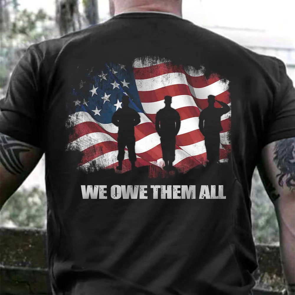 Veteran Tee Shirts, US Soldier We Owe Them All Shirt Honor Military Patriotic T-Shirts Gift For Veteran, Veterans Day Shirts