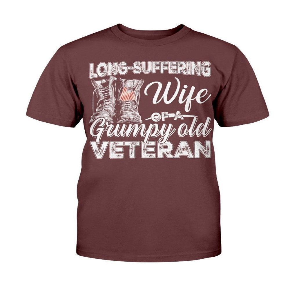 Veteran Tee Shirts, Unisex Shirt Long-Suffering Wife Of A Grumpy Old Veteran T-Shirt, Veterans Day Shirts