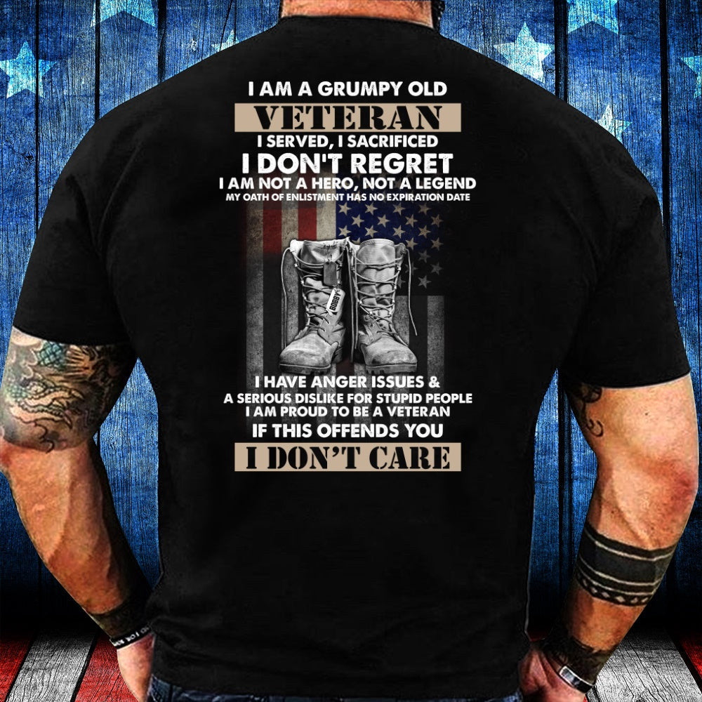 Veteran Tee Shirts, Veteran Custom Shirt I Am A Grumpy Old Veteran I Serve I Sacrificed I Don't Regret Personalized Gift T-Shirt, Veterans Day Shirts