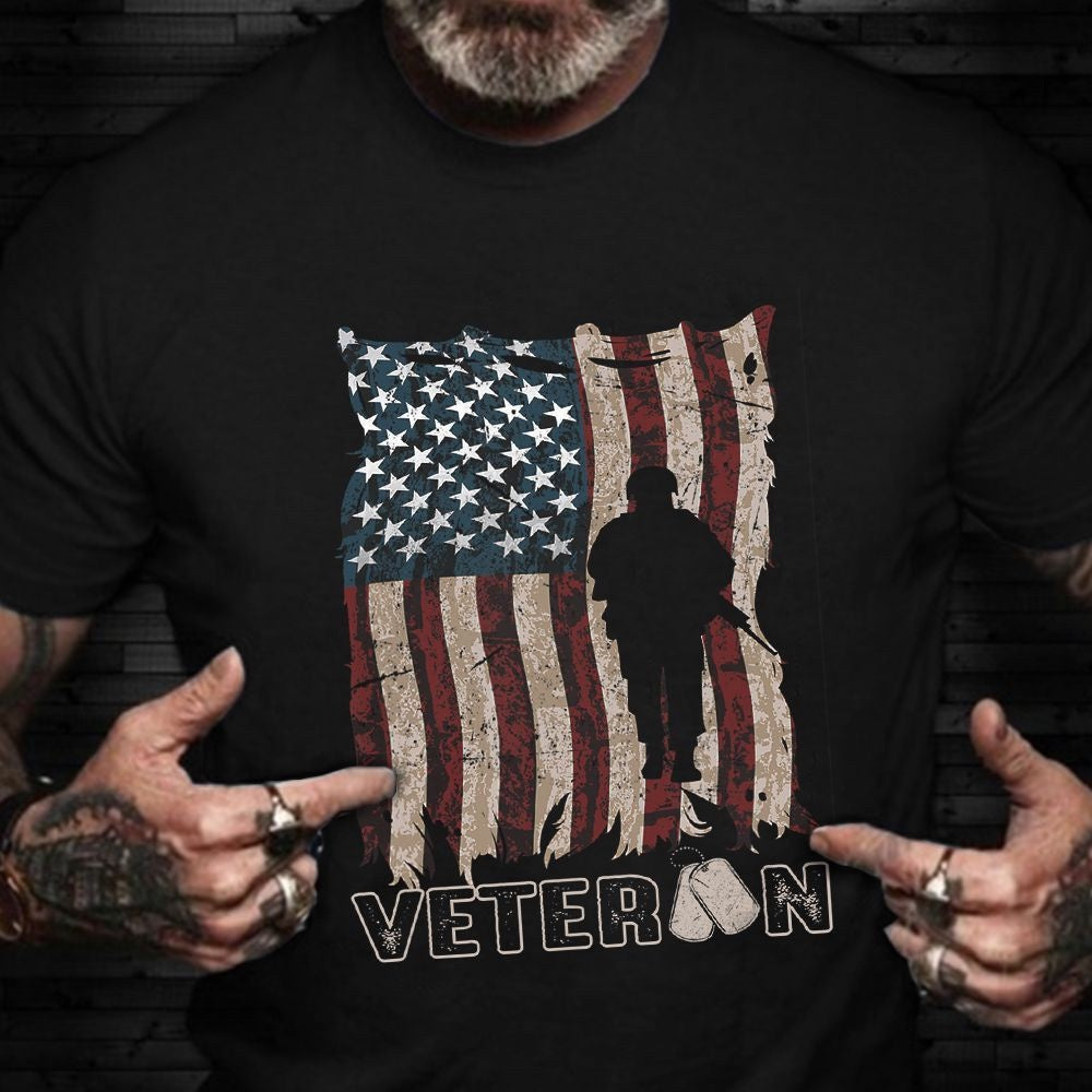 Veteran Tee Shirts, Veteran Shirts American Flag Soldier Military Veteran T-Shirt Patriotic Gift For Vet, Veterans Day Shirts