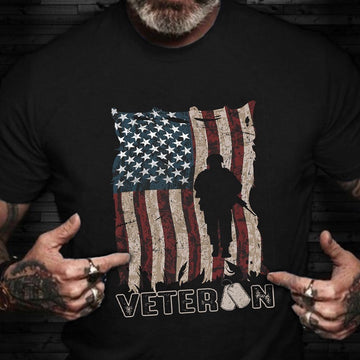 Veteran Tee Shirts, Veteran Shirts American Flag Soldier Military Veteran T-Shirt Patriotic Gift For Vet, Veterans Day Shirts
