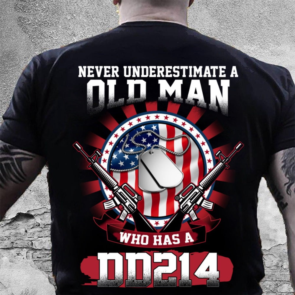 Veteran Tee Shirts, Veteran's Day Shirt Never Underestimate An Old Man Who Has A Dd214T-Shirt, Veterans Day Shirts
