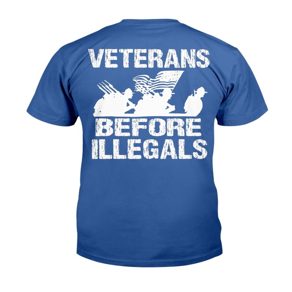 Veteran Tee Shirts, Veterans Before Illegals - Military American Flag T-Shirt, Veterans Day Shirts