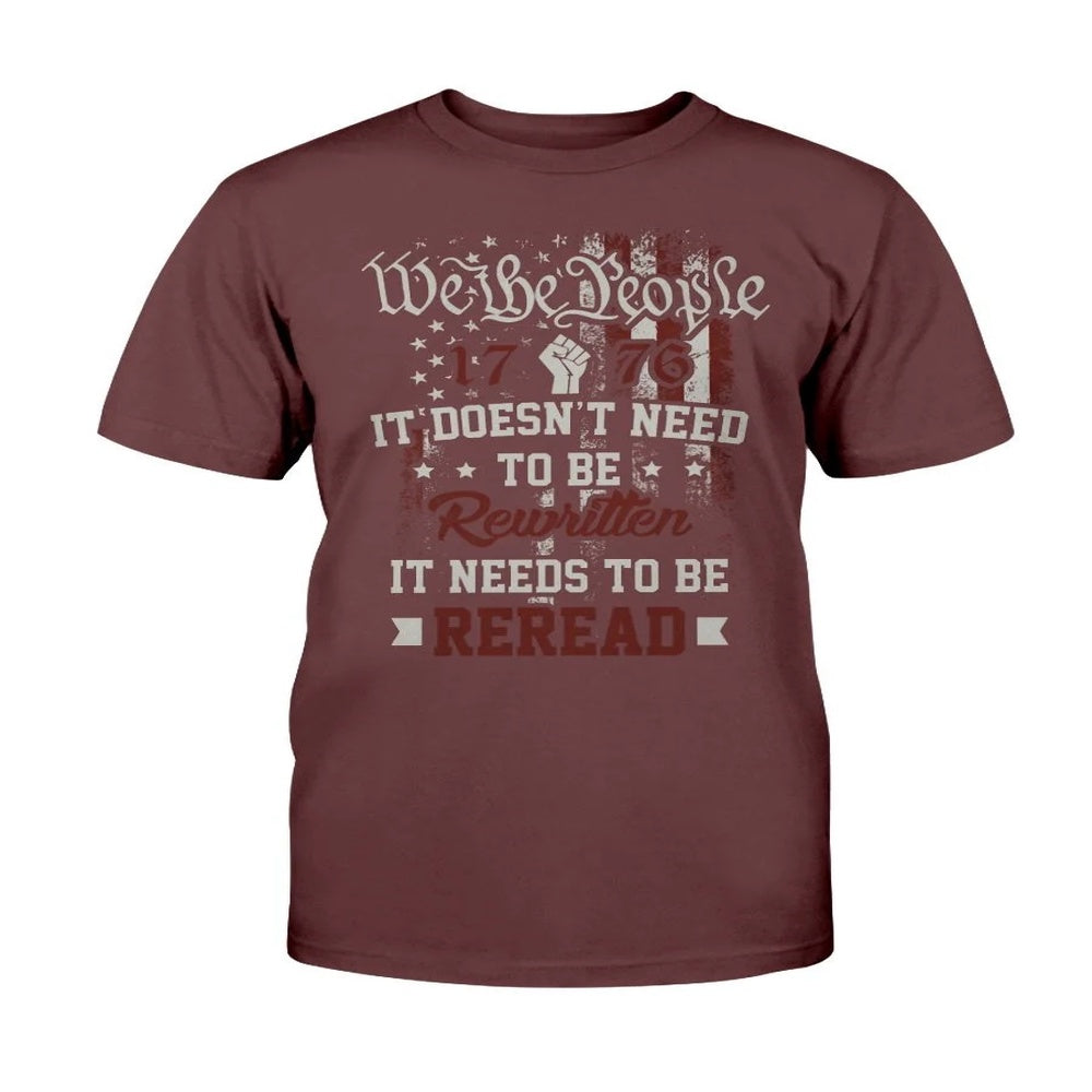 Veteran Tee Shirts, We The People 1776 It Doesn't Need To Be Rewritten American T-Shirt, Veterans Day Shirts