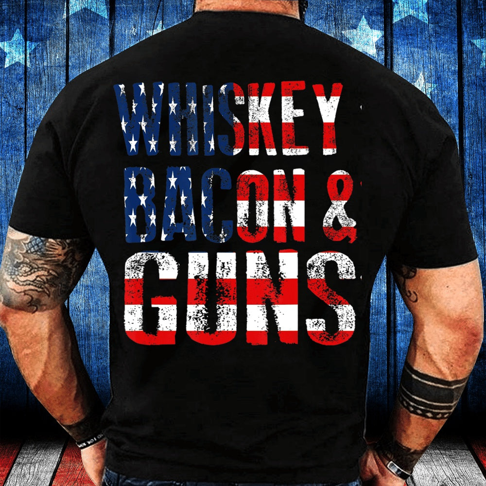 Veteran Tee Shirts, Whiskey Bacon & Guns Veteran T-Shirt, Veterans Day Shirts