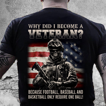 Veteran Tee Shirts, Why Did I Become A Veteran Because Football Baseball And Basketball T-Shirt, Veterans Day Shirts