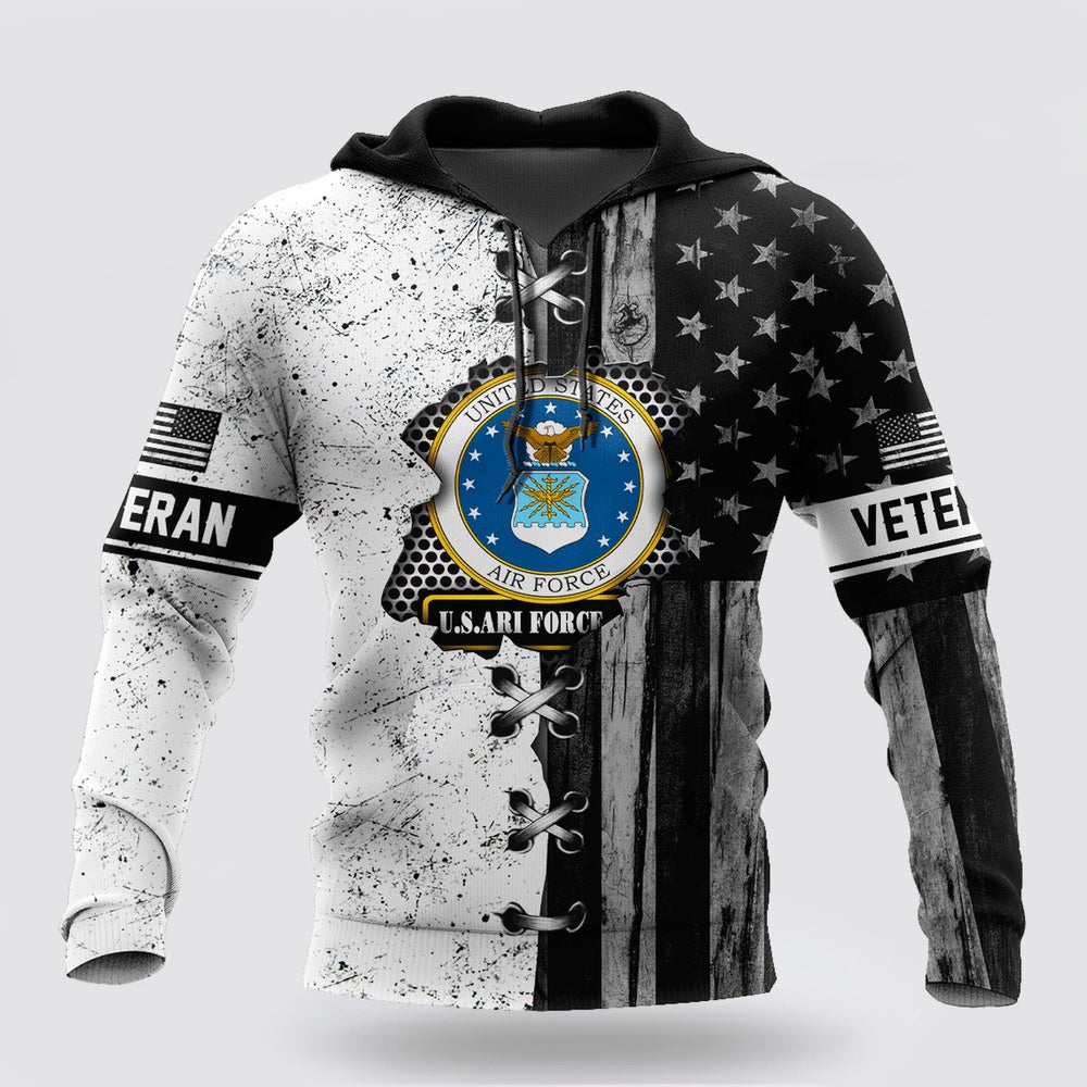 Us Air Force Hoodie, Veteran US Air Force In My Heart 3D Hoodie For Men And Women BW Proud Military