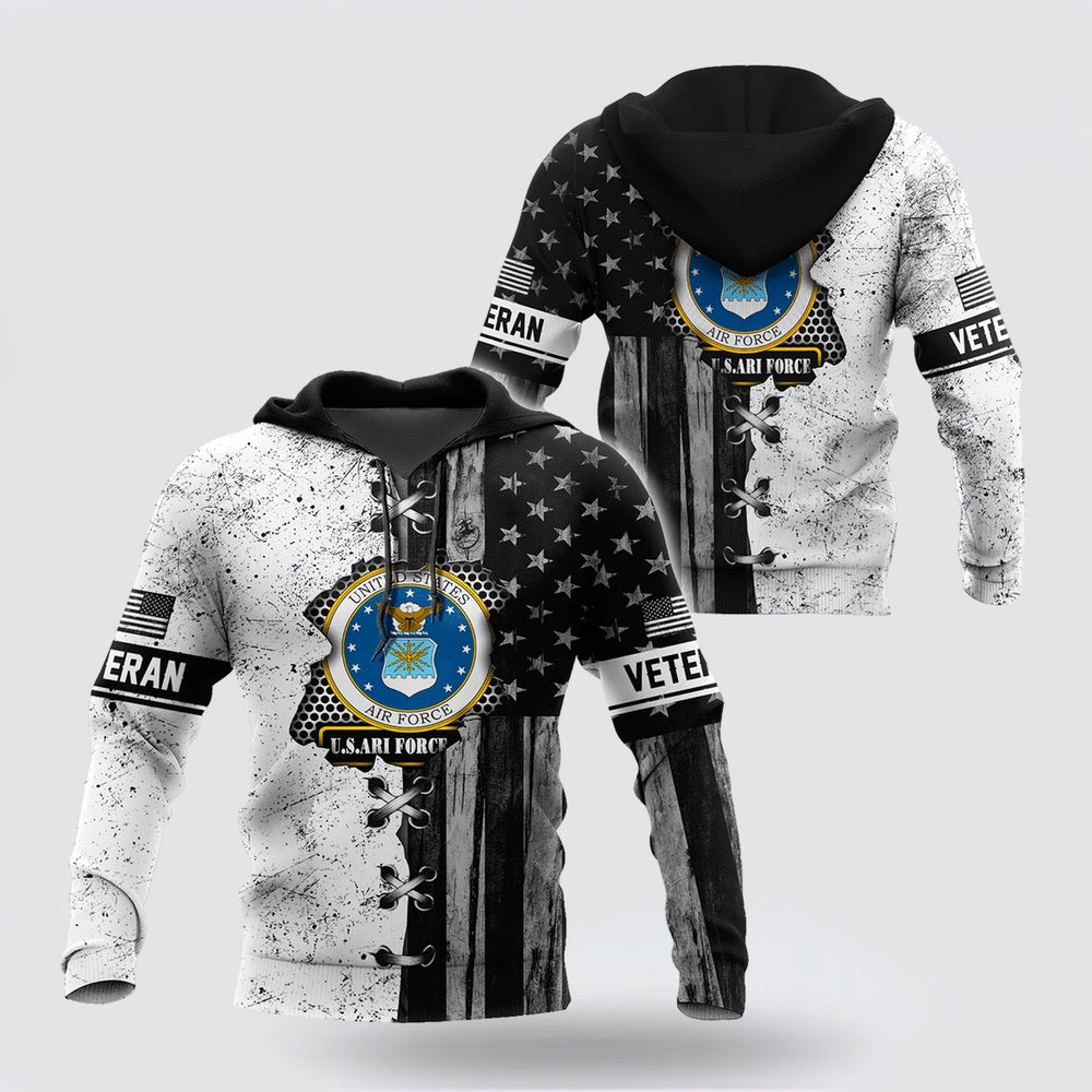 Us Air Force Hoodie, Veteran US Air Force In My Heart 3D Hoodie For Men And Women BW Proud Military