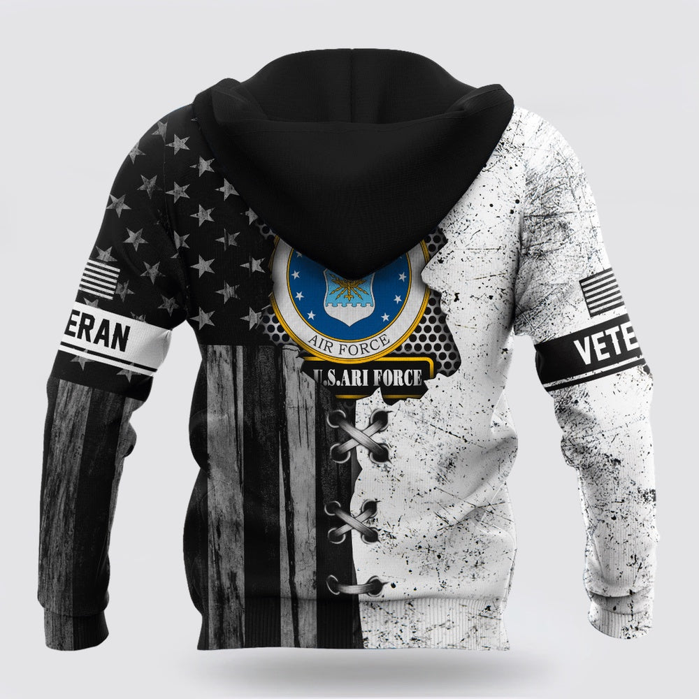 Us Air Force Hoodie, Veteran US Air Force In My Heart 3D Hoodie For Men And Women BW Proud Military