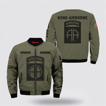 Veterans Bomber Jacket, Custom Name 82nd Airborne Military Bomber Jacket Men Ranks