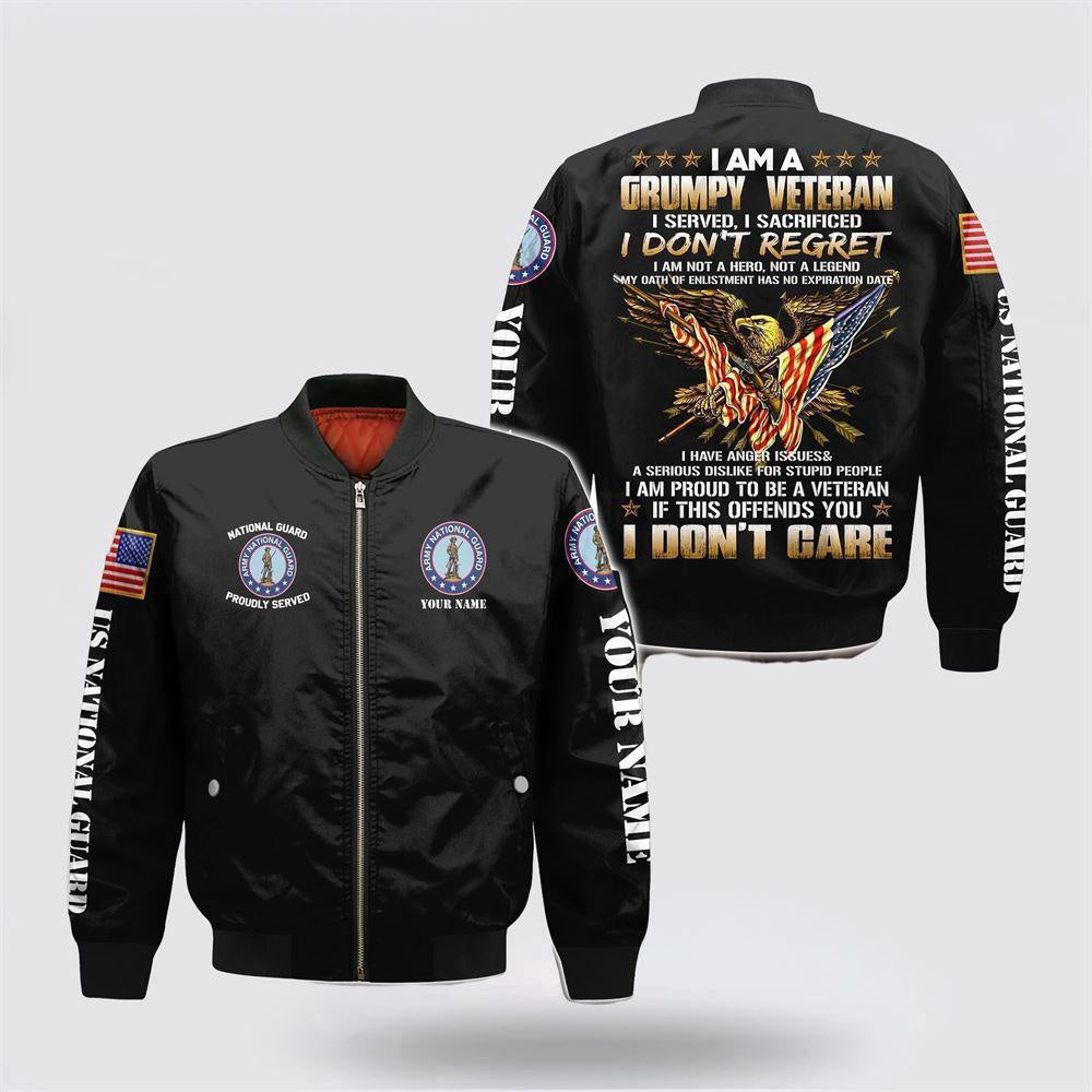 Veterans Bomber Jacket, Custom Name US National Guard Bomber Jacket