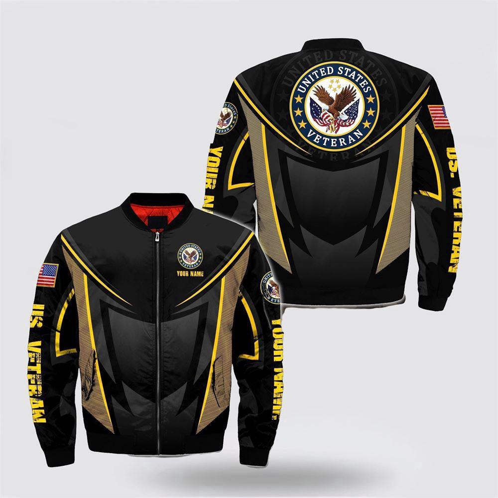 Veterans Bomber Jacket, Custom Name United States Veteran Bomber Jacket