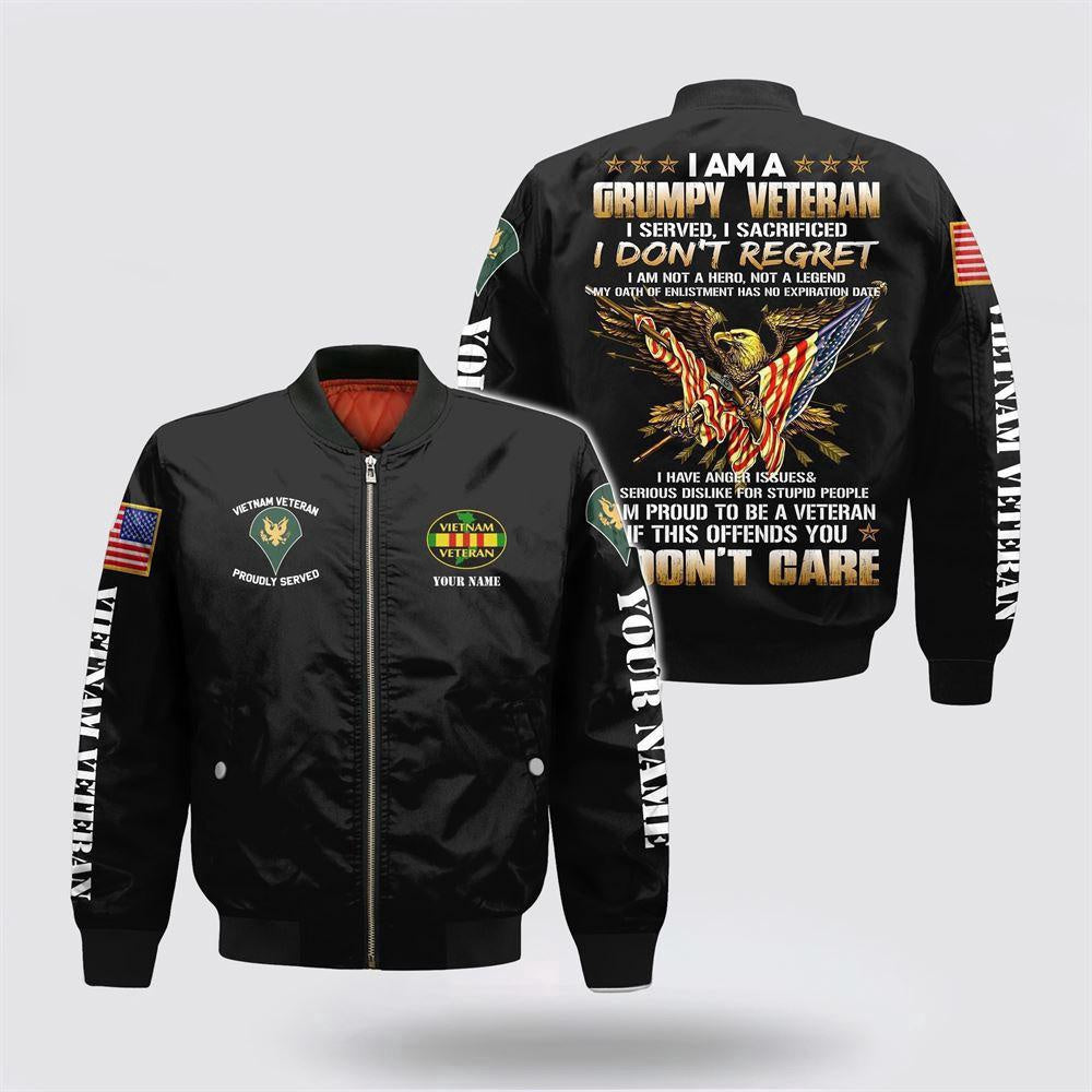 Veterans Bomber Jacket, Custom Name Vietnam Veteran I Served I Sacrificed Bomber Jacket