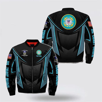 Veterans Bomber Jacket, Personalized Name United States Coast Guard Bomber Jacket