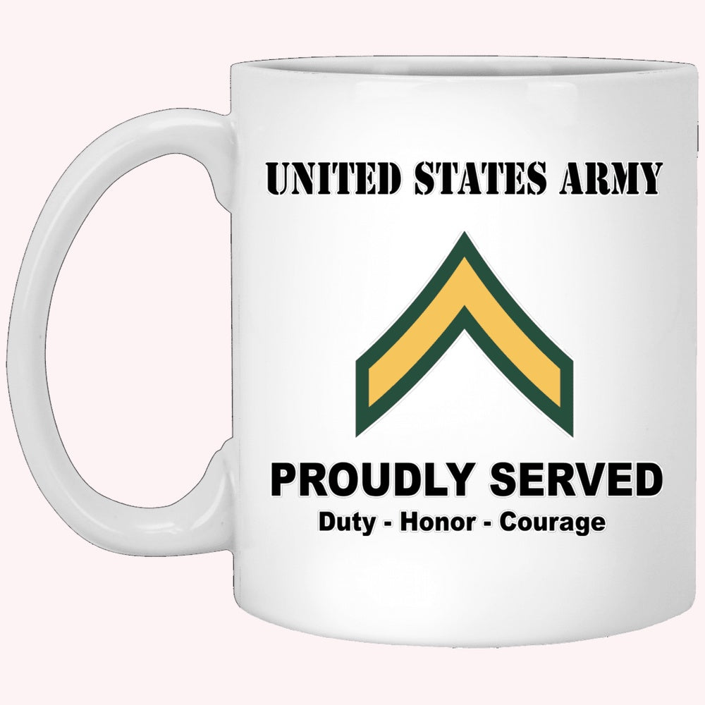 Veterans Mug, Army E-2 PV2 E2 Private Second Class Ranks White Coffee Mug