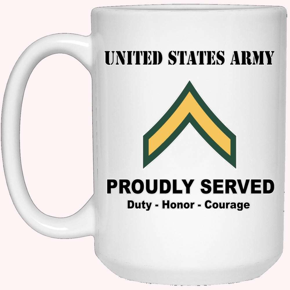 Veterans Mug, Army E-2 PV2 E2 Private Second Class Ranks White Coffee Mug
