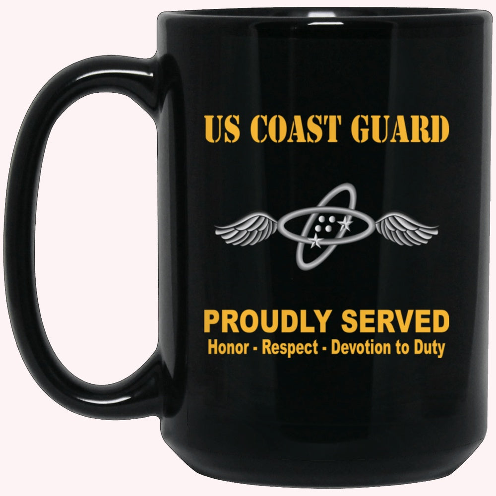 Veterans Mug, USCG AVIONICS ELECTRICAL TECHNICIAN AET Logo Proudly Served Black Mug