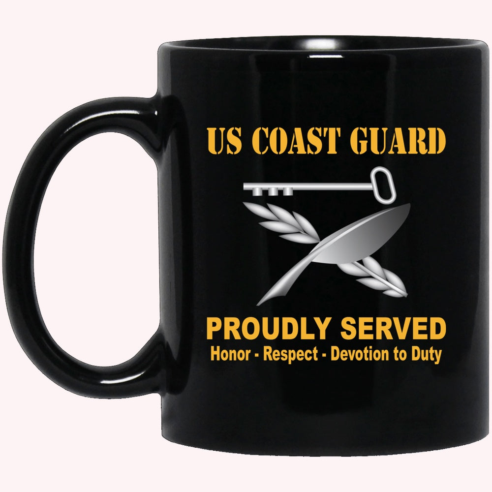 Veterans Mug, USCG CULINARY SPECIALIST CS Logo Proudly Served Black Mug